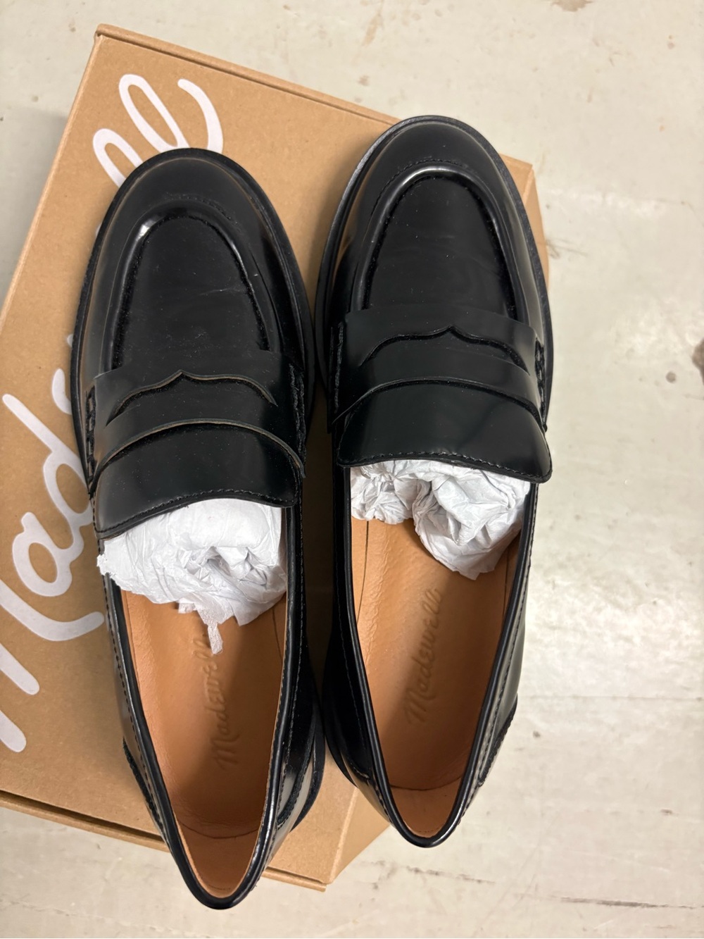 Madewell Black Leather Penny Loafers